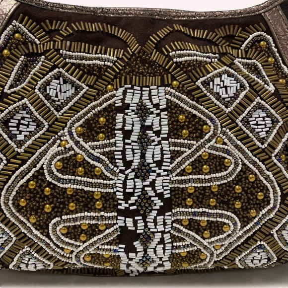 Isabella Fiore Beaded Brown Hobo Bag - Picture 5 of 9